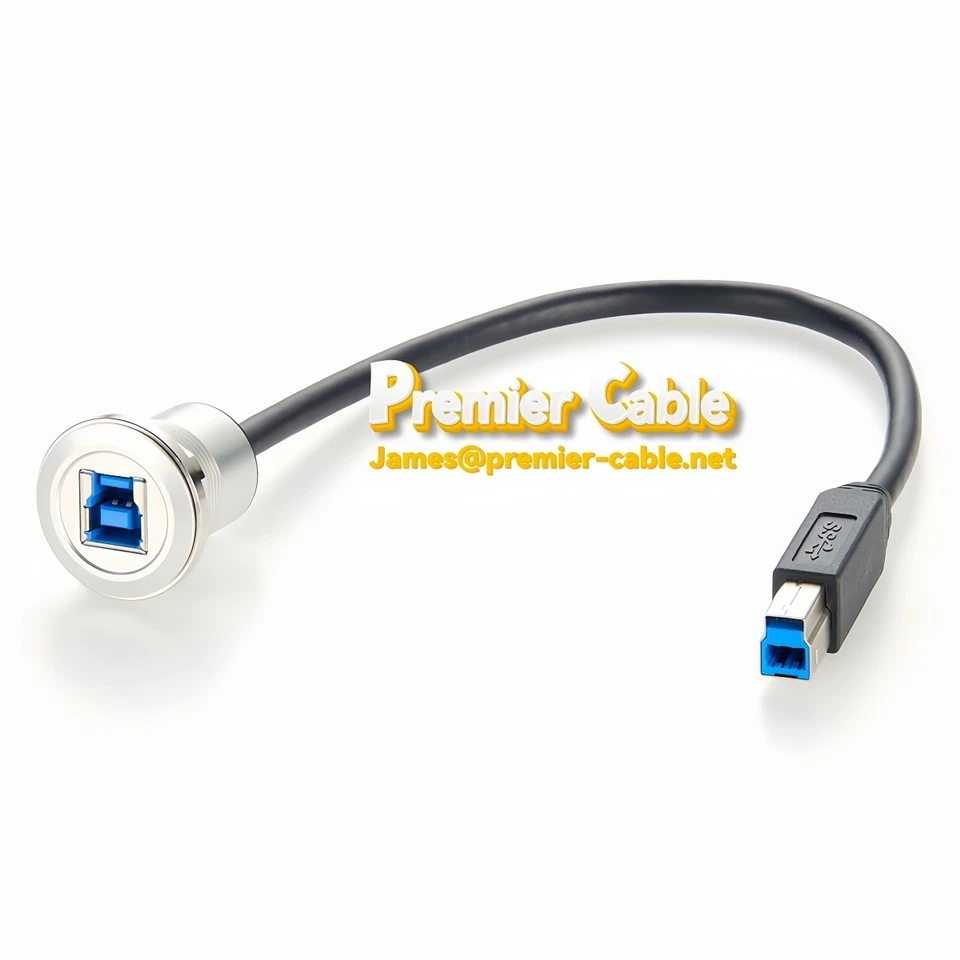 Cabinet Enclosure Mount USB 3.0 Type B Male To Female Extension Cable