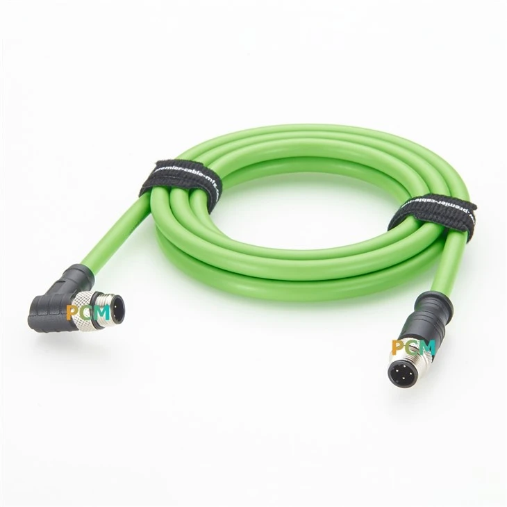 Right Angle M12 D Code Profinet Cable